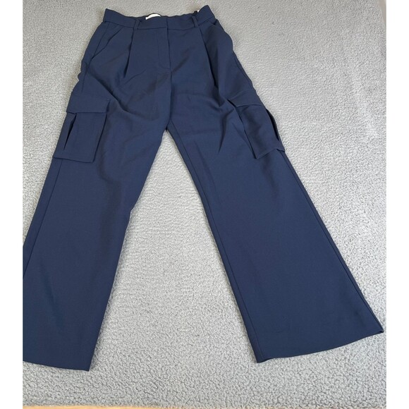 Abercrombie Fitch Dress Pants Women 29, 8L Blue Stretch Pleated Straight 28 x 31 - Picture 2 of 14